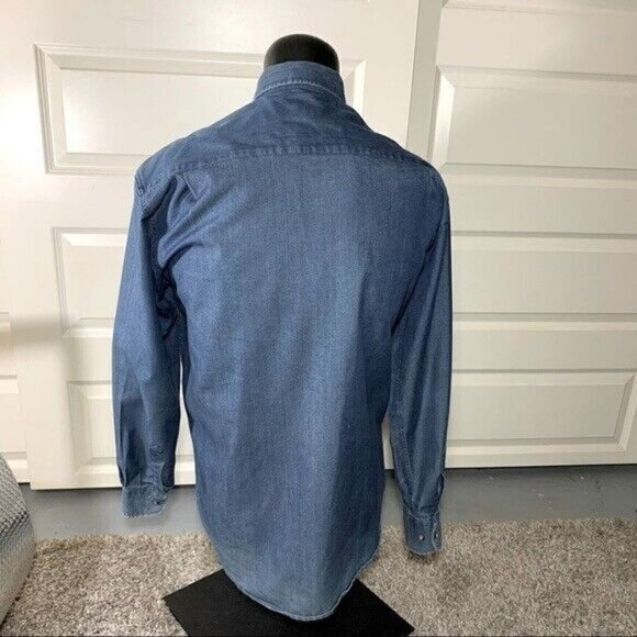 Vintage Diesel Denim Shirt Men Sz 41/42 LT Blue Button Up Casual Long Sleeve - Picture 7 of 12